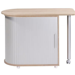 Bureau Pivotant et Meuble de Rangement Chêne 2 Niches 77 x 717 x 47 cm - Aluminium - L 105 x l 55 x H 74.7 cm