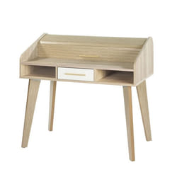 Bureau Dos dâne Vintage Chêne 1 Tiroir Blanc L 104 H 95.1 P 60 cm - L 104 x l 60 x H 95 cm