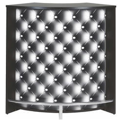 Meuble Comptoir Bar Noir 3 Niches Repose-Pieds Métal 1069 x 1048 x 533 cm - Capitons 911 - L 106.9 x l 53.3 x H 104.8 cm