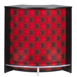 Meuble Comptoir Bar Noir 3 Niches Repose-Pieds Métal 1069 x 1048 x 533 cm - Capitons Rouges 922 - L 106.9 x l 53.3 x H 104.8 cm