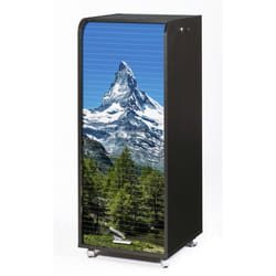 Caisson de Bureau Mobile - Mont Cervin - Noir - 3 Tiroirs - Rideau Imprimé - 108 cm