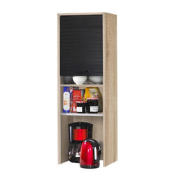 Meuble de Cuisine Chêne Rideau Noir 3 Etagères Larg 40 Haut 123.6 Prof 35 cm - L 40 x l 35 x H 123.6 cm