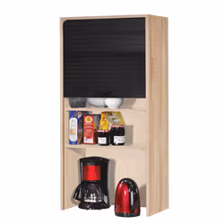 Meuble Haut de Cuisine Chêne Rideau Noir 4 Niches 60 x 124 x 35 cm - L 60 x l 35 x H 123.6 cm