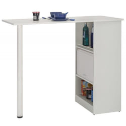 Table de Cuisine - Blanc - L 130 x l 58 x H 107.2 cm - 3 Niches - Métal - 4 Places