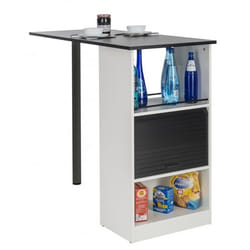 Table de Cuisine et Meuble de Rangement Blancs - Noir - L 130 x l 58 x H 107.2 cm