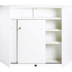 Comptoir Bar 2 Portes Blanc Serrure 4 Niches L 1345 H 1048 P 553 cm - Blanc - L 134.5 x l 55.3 x H 104.8 cm