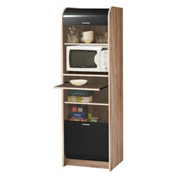 Meuble de Cuisine Micro-onde Chêne et Noir 6 Niches L 582 H 1807 P 47 cm - L 58.2 x l 47 x H 180.7 cm