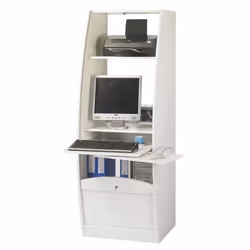 Armoire Informatique Galbée Largeur 60 cm 5 Niches - Blanc - L 60 x l 59.1 x H 171.5 cm