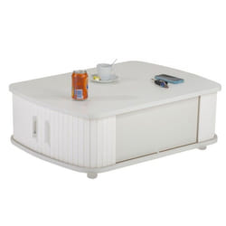 Table Basse Rectangle 80 cm Blanche - Blanc - L 80 x l 57 x H 28.2 cm