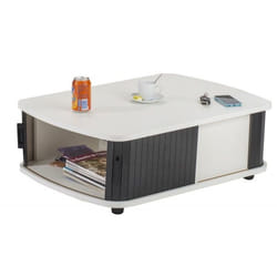 Table Basse Rectangle 80 cm Blanche - Noir - L 80 x l 57 x H 28.2 cm
