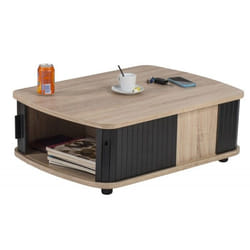 Table Basse Rectangle 80 cm Chêne - Noir - L 80 x l 57 x H 28.2 cm