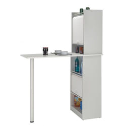 Table de cuisine et 2 Meubles de rangement Blancs - Blanc - L 183.8 x l 58 x H 107.2 cm