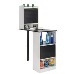 Table de cuisine et 2 Meubles de rangement Blancs - Noir - L 183.8 x l 58 x H 107.2 cm