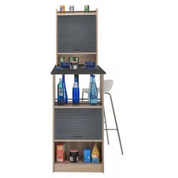 Table de cuisine et 2 Meubles de rangement chene - Noir - L 183.8 x l 58 x H 107.2 cm