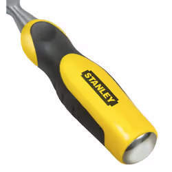 Stanley CISEAUX À BOIS MANCHE BIMATIERE, Ciseau à bout rond, Tranchant transversal, Acier, Noir, Jaune, 10 mm, 12,5 cm