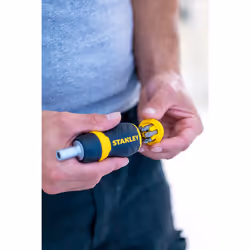 Stanley TOURNEVIS PORTE-EMBOUTS BOULE A CLIQUET BIMATIERE + 6 EMBOUTS