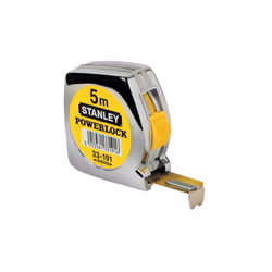 Mètre Powerlock Classic STANLEY 5 m x 25 mm -1-33-195 - Boîtier ABS antichoc très résistant Blocage du ruban et retour automa ...
