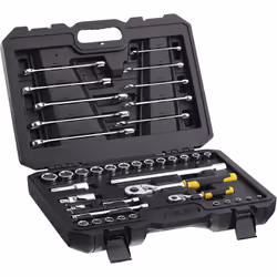 Le set comprend 1 cliquet de 72 dents de 1/4, 10 douilles de 1/4, 2 rallonges de 1/4, 1 joint universal de 1 1/4, 1 cliquet d ...