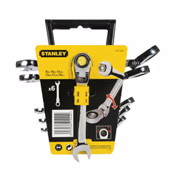 Stanley CLE MIXTE A CLIQUET A TETE INDEXABLE - JEU DE 6PCS, 8x9,10x11,12x13,16x17,18x19, Chrome