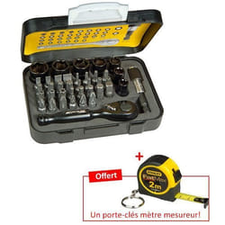 Coffret de douilles - STANLEY - STHT9-13906 - 39 pièces - Porte-clés - Noir