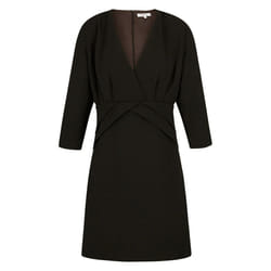 Robe courte coupe droite MORGAN noir - 100% Polyester - Manches courtes - Col V - Robe droite manches 3/4