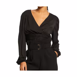 Blouse - MORGAN - Manches longues - Col V - Noir