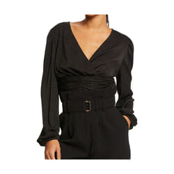 Blouse - MORGAN - Manches longues - Col V - Noir