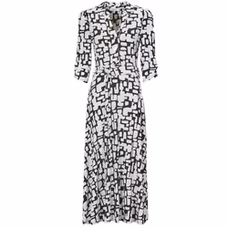 Robe longue Morgan blanc - Femme - Manche 3/4 - Col v à revers