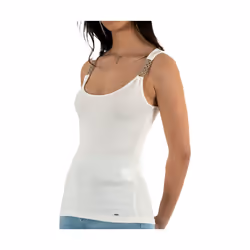 Débardeur ajusté femme - Morgan 231-DUA - Blanc - Col classique