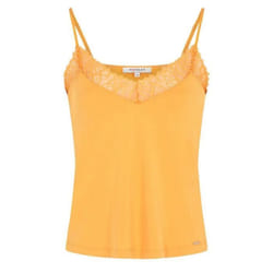 Débardeur - Dentelle V - Orange - Ajustée - Col V - Femme