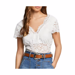 T-shirt Femme Morgan DANSA - Blanc - Manches courtes - Col V