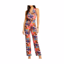 Combinaison pantalon slim - Morgan - Rose - Sans Manches - Col v à revers