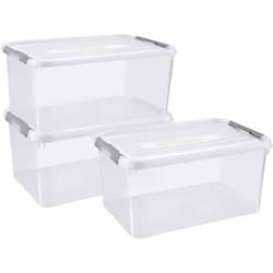 240679 Bac en plastique handy fermé, empilable (l x h x p) 400 x 290 x 600 mm transparent 3 pc(s) - Curver