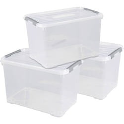 240682 Bac en plastique handy fermé, empilable (l x h x p) 400 x 390 x 600 mm transparent 3 pc(s) - Curver