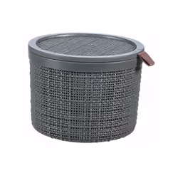 Boite ronde en jute avec couvercle - 2 L - 100 % Recyclé - Élégante et multifonctionnelle - Idéale pour le salon, la chambre, ...