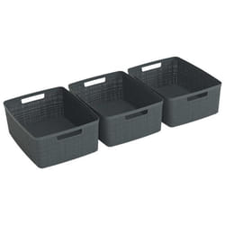 Curver Ensemble de paniers de rangement Jute 3 pcs M 12 L Gris foncé