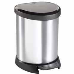 Curver Deco Bins Poubelle Decobin 5 ltrs avec seau intérieur - Argent mét/Noir, 250 mm, 210 mm, 280 mm