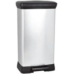 Curver - Deco bin 50L Poubelle à pédale, 39 x 29 x 73 cm, Argent (187177)