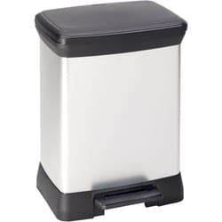 Curver - Poubelle Rectangle - deco bin 50L - Design élégant - 39 x 29 x 51 cm - Gris métallisé