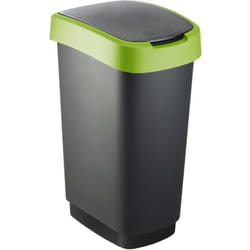 Flip bin - poubelle 10L à couvercle basculant - pour cuisine, bureau, salle de bain - 18,9 x 23,5 x 35 cm - gris vert - Curver