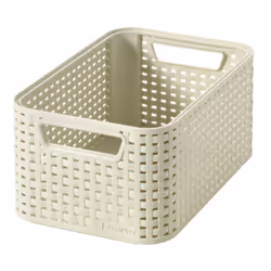 Curver Style Panier S Blanc, Panier de rangement, Crème, Rotin, Monochromatique, Salle de bains, Chambre à coucher, 285 mm