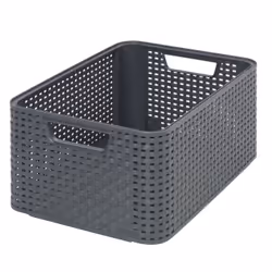Curver Style Panier M Anthracite, Panier de rangement, Gris, Rotin, Monochromatique, Salle de bains, Chambre à coucher, 386 m ...