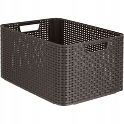 Panier de Rangement Style 30L - Aspect Rotin Texturé - Pour Chambre, Salon, Salle de Bain, Buanderie -44,5x33x24,8 cm - Chocolat - 70 % Recyclé