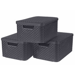 Curver - Boîtes de rangement Style avec couvercle 3 pcs m Anthracite