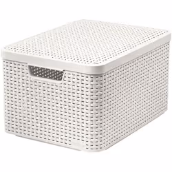 Curver Style L, Panier de rangement, Crème, Rotin, Monochromatique, Salle de bains, Chambre à coucher, Salon, 445 mm