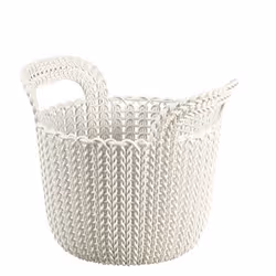 Curver Corbeille Knit Ronde XS 3l, Panier de rangement, Blanc, Rond, Tissu tricoté, Monochromatique, Intérieure