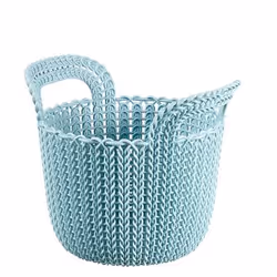Curver Corbeille Knit Ronde XS 3l, Panier de rangement, Bleu, Rond, Tissu tricoté, Monochromatique, Intérieure