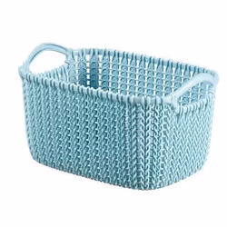 Curver Corbeille Knit Rectangulair XS 3l, Panier de rangement, Bleu, Rectangulaire, Tissu tricoté, Monochromatique, Intérieur ...