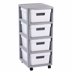 Curver Infinity 4 x 10 L à roulettes avec Quatre tiroirs à roulettes Chariot d'appoint