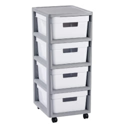 Curver Infinity 4 x 10 L à roulettes avec Quatre tiroirs à roulettes Chariot d'appoint